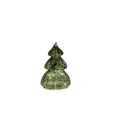 Kerstboompje glas led op batterij met timer 12.5x8 cm groen - Annas collection