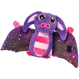 Suki Gifts Pluche knuffeldier vleermuis - paars/roze - 17 cm - speelgoed