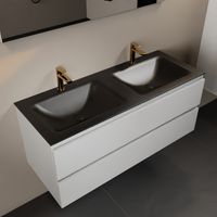 MONDIAZ AIVY 120cm badmeubel Talc, wastafel Urban solid surface dubbel 2 kraangaten (AI-351651URBAN-SI - AI-M120TADU)