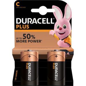 2x Duracell C Plus batterijen alkaline LR14 MN1400 1.5 V