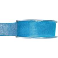 Hobby/decoratie organza sierlint - turquoise blauw - 2,5 cm x 20 meter - Cadeaulint - inpakken Hobby/decoratie organza sierlint - turquoise blauw - 2,5 cm x 20 meter - Cadeaulint - inpakken