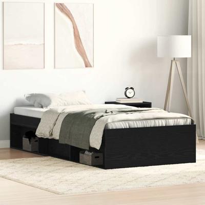 Bedframe zonder matras 90x200 cm spaanplaat zwart eikenkleurig