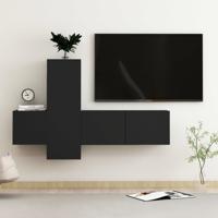 3-delige Tv-meubelset bewerkt hout zwart