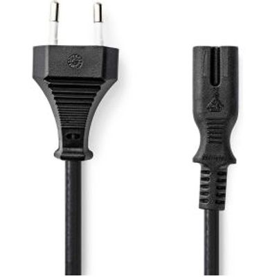 Stroomkabel | Euro Male | IEC-320-C7 | Recht | Recht | Vernikkeld | 5.00 m | Rond | PVC | Zwart | Do