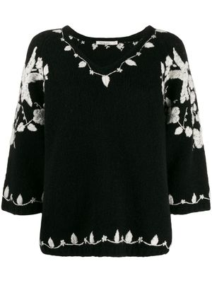 Mes Demoiselles pull à design brodé - Noir
