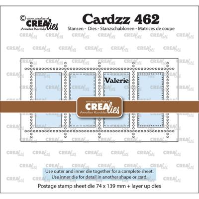 Crealies • cardzz stans mini slimline postzegelvel valerie met 4 rechthoeken verticaal