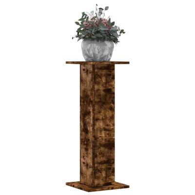 Plantenstandaards 2 st 30x30x80 cm bewerkt hout gerookt eiken