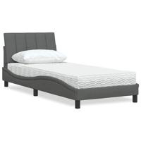 Bed met matras "Hanko" stof donkergrijs 90x200 cm