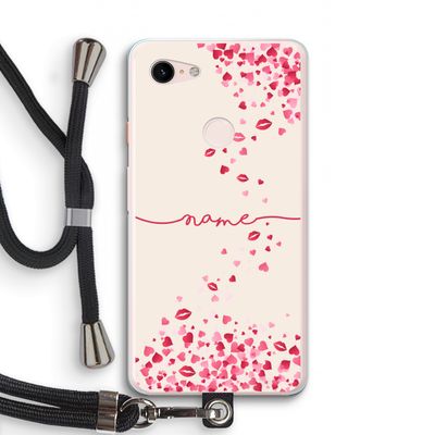 Hartjes en kusjes: Pixel 3 XL Transparant Hoesje met koord