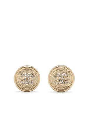 CHANEL Pre-Owned boucles d'oreilles strassées à logo CC (années 2000)