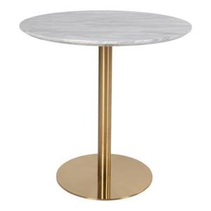 House Nordic Bolzano Marmer Eettafel Wit | Goud Ø90 cm