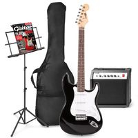 MAX GigKit elektrische gitaar set met o.a. muziekstandaard - Zwart - thumbnail