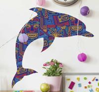 Stickers vissen kunst dolfijn - thumbnail