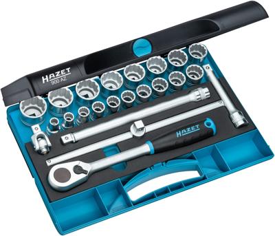 HAZET Dopsleutelset 900AZ - 1/2 inch (12,5 mm) vierkant hol - Buitentwaalfkant tractieprofiel - 23-delig - <sup>3</sup>?<sub>8</sub> -