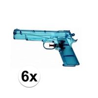 6x Blauw speelgoed waterpistolen 20 cm