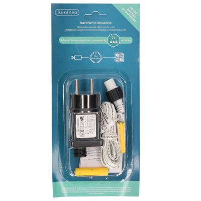 Lumineo Adapter - 2x - voor 2 AAA batterijen - batterij vervanger - 300 cm aanloopsnoer
