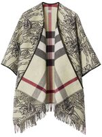 Burberry poncho en laine frangée à logo Equestrian Knight - Tons neutres