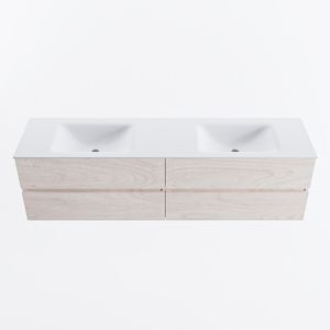 MONDIAZ VICA 180cm badmeubel onderkast Underlayment 4 lades. Wastafel CLOUD dubbel 2 kraangaten, kleur Talc.
