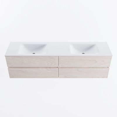 MONDIAZ VICA 180cm badmeubel onderkast Underlayment 4 lades. Wastafel CLOUD dubbel 2 kraangaten, kleur Talc.
