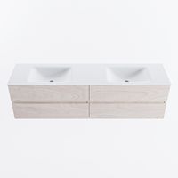 MONDIAZ VICA 180cm badmeubel onderkast Underlayment 4 lades. Wastafel CLOUD dubbel 2 kraangaten, kleur Talc.