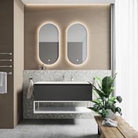 Badkamermeubelset BWS Anubis Frame 140cm 2 Laden Mat Zwart Met Wastafel (Naar Keuze)