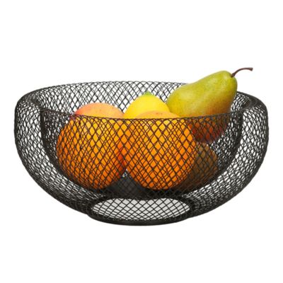 Metalen fruitmand/fruitschaal zwart rond 26 x 13 cm