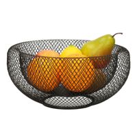 Metalen fruitmand/fruitschaal zwart rond 26 x 13 cm