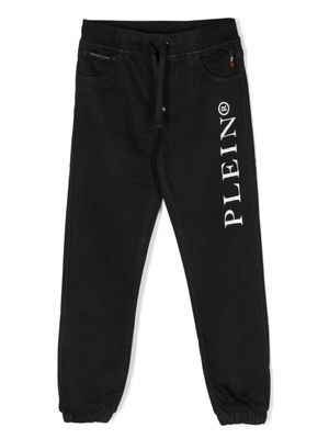 Philipp Plein Junior pantalon de jogging à logo imprimé - Noir