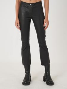 Korte bootcut leren broek