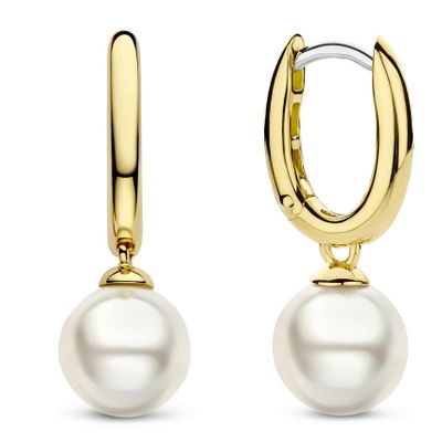 TI SENTO-Milano 7939YP Oorhangers zilver-kristalparel goudkleurig-wit 22 mm