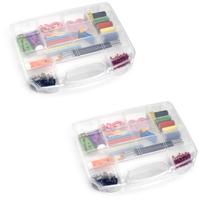 Opbergkoffertje/opbergdoosjes - 2x - 8 vaks - transparant - Naaigerei opbergen - Opbergers