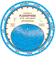 Sterrenkaart - Planisfeer 30 graden noorderbreedte (engelstalig) | Rob Walrecht Productions