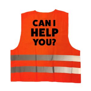 Can i help you personeel vestje / hesje oranje met reflecterende strepen voor volwassenen