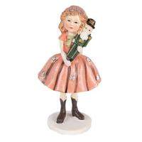 Clayre & Eef Decoratie Beeld Kind 12 cm Rood Polyresin Kerstfiguren