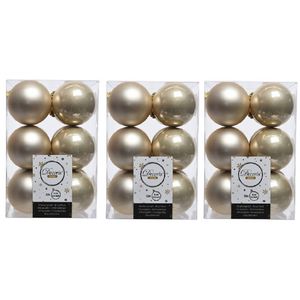 36x Kunststof kerstballen glanzend/mat licht parel/champagne 6 cm kerstboom versiering/decoratie - Kerstbal