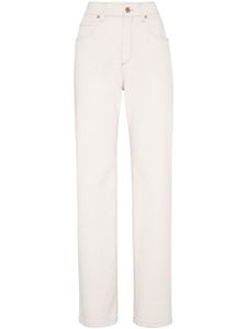 Brunello Cucinelli jean droit à taille haute - Blanc