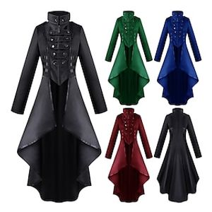 Pest dokter Retro Punk Gothic Steampunk 17e eeuw Cocktail jurk Jurken Geklede jas Trenchcoat Gala jurk Dames Kostuum Klaver / Zwart / Wijn Wijnoogst Cosplay F