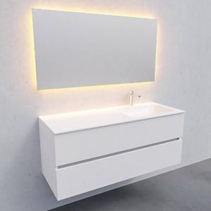 Badkamermeubel Solid Surface AQS Oslo 120x46 cm Rechts Mat Wit Boss & Wessing