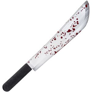 Machete/mes - groot - plastic - 53 cm - Halloween/zombie killer verkleed wapens - met bloedspetters