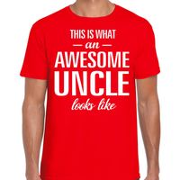 Awesome Uncle / oom cadeau t-shirt rood heren - thumbnail