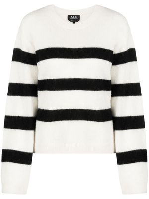 A.P.C. pull rayé à col rond - Blanc