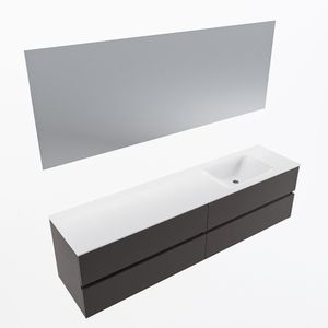 MONDIAZ VICA 190cm badmeubel onderkast Dark Grey 4 lades. Wastafel CLOUD rechts zonder kraangat, kleur Talc met spiegel LED.