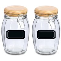 Weckpotten/inmaakpotten - 4x - 1.2L - glas - met beugelsluiting - incl. etiketten - Weckpotten