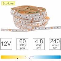 LED Strip 2700K dimbaar 12V 5M warm wit 4.8W per meter 3M tape aan beide kanten stroomaansluiting