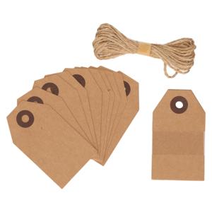 120x Cadeau tags/labels kraftpapier/karton aan jute touw 7 cm