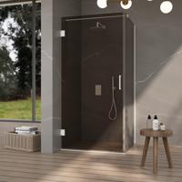 Fortifura Galeria Douchecabine - 80x80x200cm - scharnieren - deurgreep - vlak - rookglas - Mat wit SW1122557/SW1122562/SW797906/SW797939