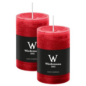 Cilinderkaars/stompkaars - 2x - rustieke kaars - rood - 6 x 9 cm - 30 branduren