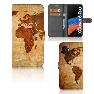 Samsung Galaxy Xcover 6 Pro | Flip Cover | Wereldkaart
