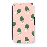 Cactusprint roze: iPhone XS Flip Hoesje