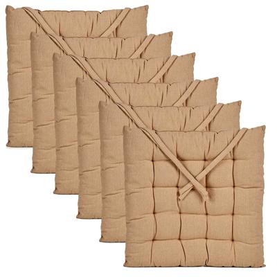 Stoelkussen Decorama - 6x - binnen/buiten - beige - 40 x 40 x 5 cm - polyester
